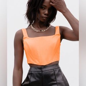 Princes Polly Bonnie orange crop bustier corset top size 4